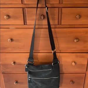 Black leather crossbody.